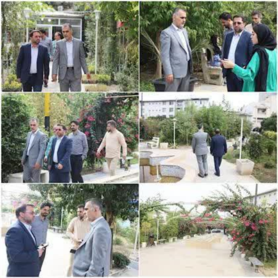 بازدید مهدی كیانی شهردار بابل و سید مرتضی حسینی مدیرعامل سازمان سیما منظر و فضای سبز شهرداری بابل و بررسی مشكلات  محوطه بوستان گل خیابان شریعتی(نبش خیابان گل)