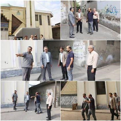 بازدید مهدی کیانی شهردار بابل و هادی علیپور معاونت فنی و عمرانی شهرداری بابل و بررسی مشکلات عمرانی محوطه بیرون بازار مبل زرگرمحله جنب مسجد امام جعفر صادق (ع)