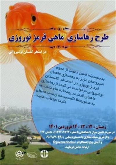 طرح رهاسازی ماهی قرمز نوروزی در استخر گلستان نوشیروانی