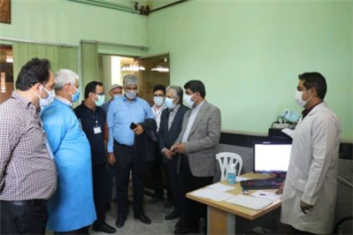 حضور فرماندار ویژه شهرستان بابل، سرپرست شهرداری بابل و عضو شورای اسلامی شهر بابل در مركز بستری موقت بیماران كرونایی بابل
